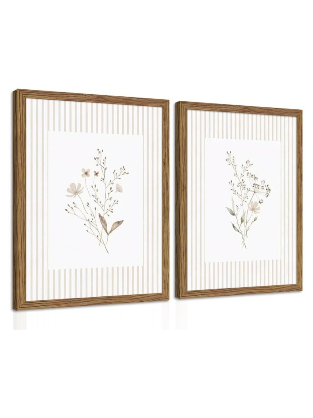 Framed Botanical Wildflower Wall Art Set Canvas Wood 12x16